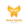 Good hands logo design template with butterfly Royalty Free Stock Photo